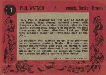 1961-62 Topps #1 Phil Watson Back