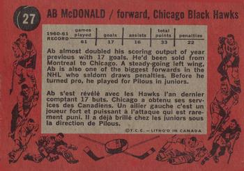 1961-62 Topps #27 Ab McDonald Back