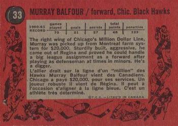 1961-62 Topps #33 Murray Balfour Back
