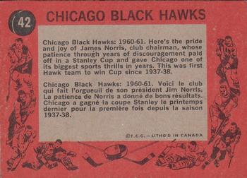 1961-62 Topps #42 Chicago Blackhawks Back