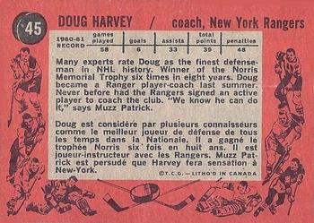 1961-62 Topps #45 Doug Harvey Back