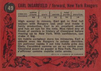 1961-62 Topps #49 Earl Ingarfield Back