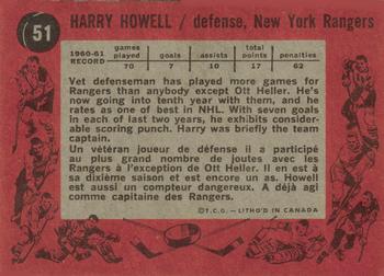 1961-62 Topps #51 Harry Howell Back