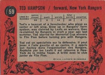 1961-62 Topps #59 Ted Hampson Back