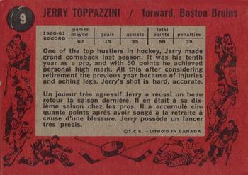 1961-62 Topps #9 Jerry Toppazzini Back