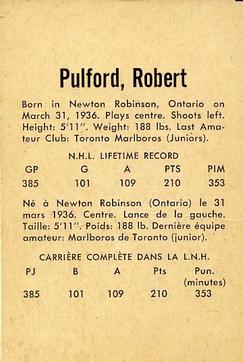 1962-63 Parkhurst #11 Bob Pulford Back