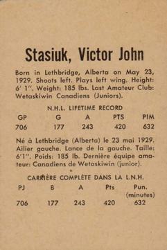 1962-63 Parkhurst #22 Vic Stasiuk Back