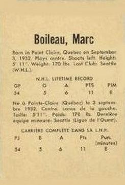 1962-63 Parkhurst #29 Marc Boileau Back