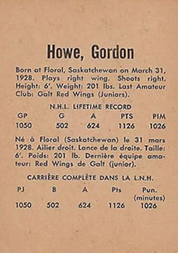 1962-63 Parkhurst #30 Gordon Howe Back