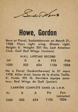 1962-63 Parkhurst #31 Gordon Howe Back