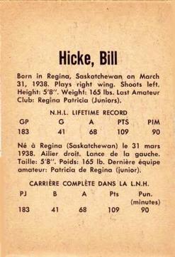 1962-63 Parkhurst #40 Bill Hicke Back