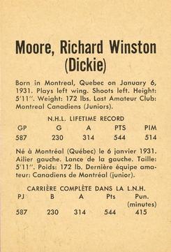1962-63 Parkhurst #42 Dickie Moore Back