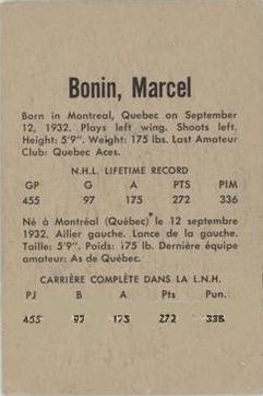 1962-63 Parkhurst #45 Marcel Bonin Back