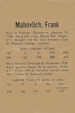1962-63 Parkhurst #4 Frank Mahovlich Back