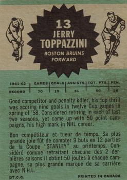 1962-63 Topps #13 Jerry Toppazzini Back