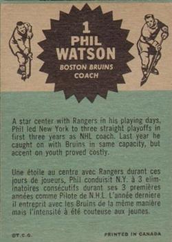 1962-63 Topps #1 Phil Watson Back