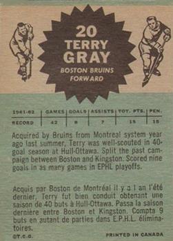 1962-63 Topps #20 Terry Gray Back