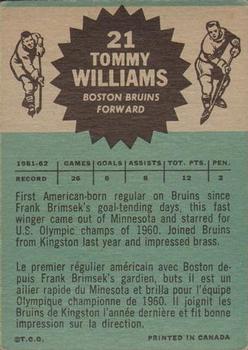 1962-63 Topps #21 Tommy Williams Back