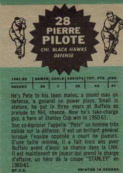1962-63 Topps #28 Pierre Pilote Back