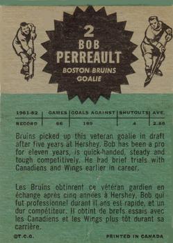 1962-63 Topps #2 Bob Perreault Back