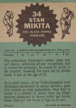 1962-63 Topps #34 Stan Mikita Back