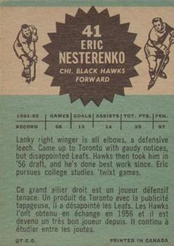 1962-63 Topps #41 Eric Nesterenko Back