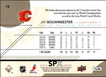 2010-11 SPx #14 Jay Bouwmeester  Back