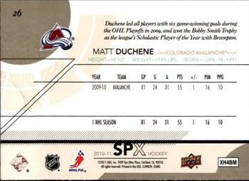2010-11 SPx #26 Matt Duchene  Back