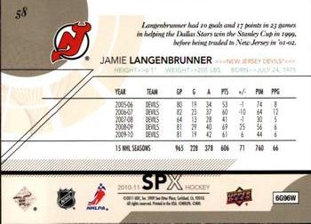 2010-11 SPx #58 Jamie Langenbrunner  Back