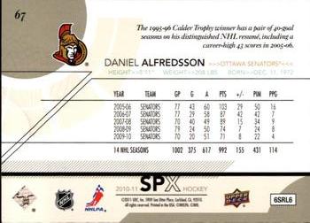 2010-11 SPx #67 Daniel Alfredsson  Back