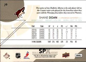 2010-11 SPx #76 Shane Doan  Back