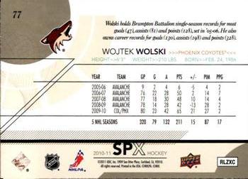 2010-11 SPx #77 Wojtek Wolski  Back