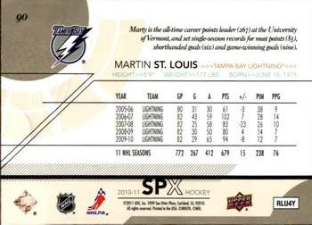 2010-11 SPx #90 Martin St. Louis  Back