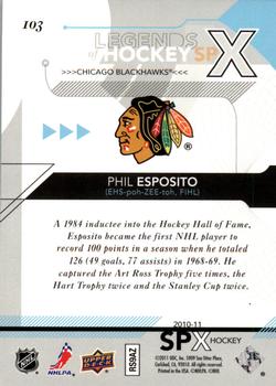 2010-11 SPx #103 Phil Esposito  Back