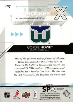 2010-11 SPx #107 Gordie Howe  Back