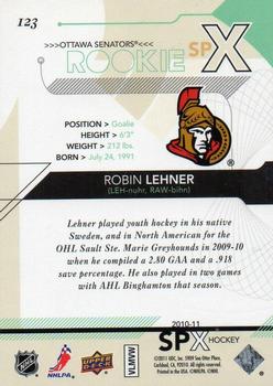 2010-11 SPx #123 Robin Lehner  Back