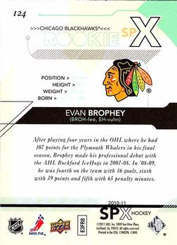 2010-11 SPx #124 Evan Brophey  Back