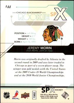 2010-11 SPx #144 Jeremy Morin  Back