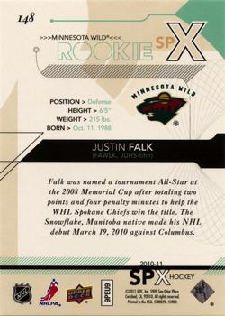 2010-11 SPx #148 Justin Falk  Back