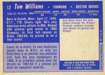 1963-64 Topps #12 Tom Williams Back