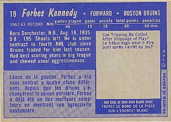 1963-64 Topps #19 Forbes Kennedy Back