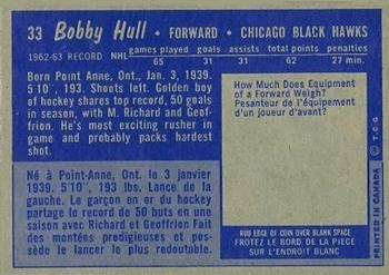 1963-64 Topps #33 Bobby Hull Back