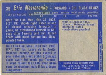1963-64 Topps #39 Eric Nesterenko Back