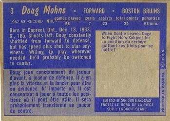 1963-64 Topps #3 Doug Mohns Back