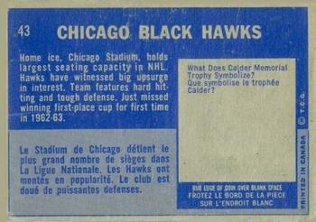 1963-64 Topps #43 Chicago Blackhawks  Back