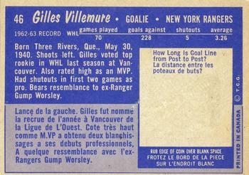 1963-64 Topps #46 Gilles Villemure Back