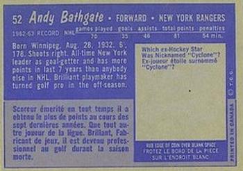 1963-64 Topps #52 Andy Bathgate Back