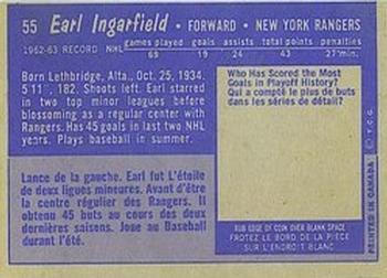 1963-64 Topps #55 Earl Ingarfield Back