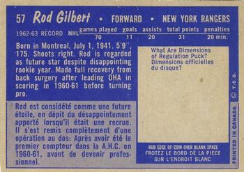 1963-64 Topps #57 Rod Gilbert Back