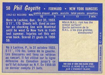 1963-64 Topps #58 Phil Goyette Back